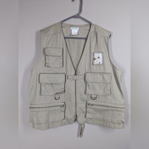 Vintage Fishing Vest – Multiple Pockets – Mini Fly Bait Detail – Size Large